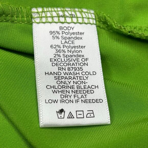 Susan Graver Tank Top W Med Lime Green Floral Lined Office Staple Comfy Travel - Picture 4 of 7